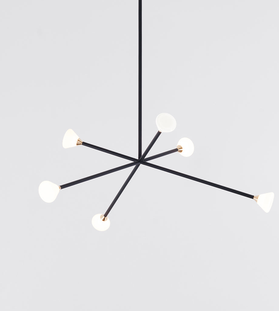 Chandelier - 6 Lights (Matte black/Brushed brass)