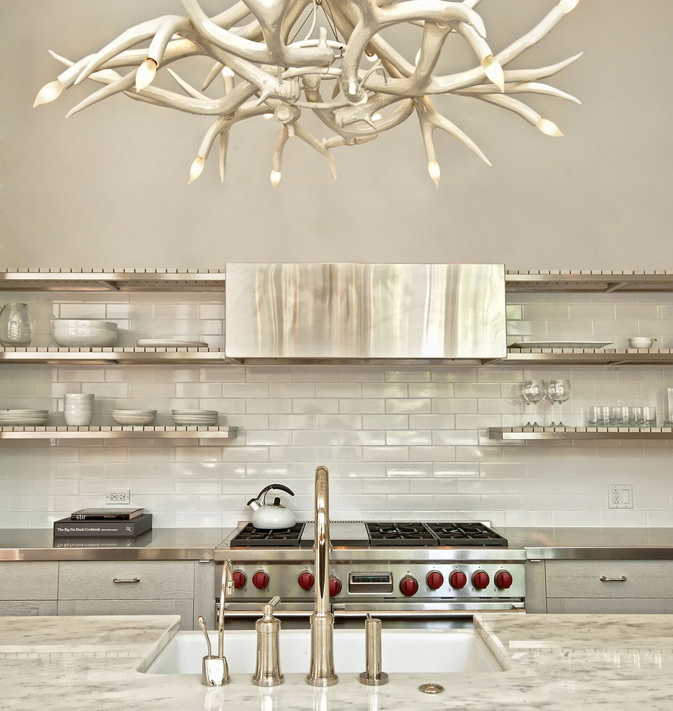Chandelier - 12 Antlers (White) — Chicago, Illinois. Image courtesy of Julia Buckingham-Edelman for Julia Buckingham Interiors + Design