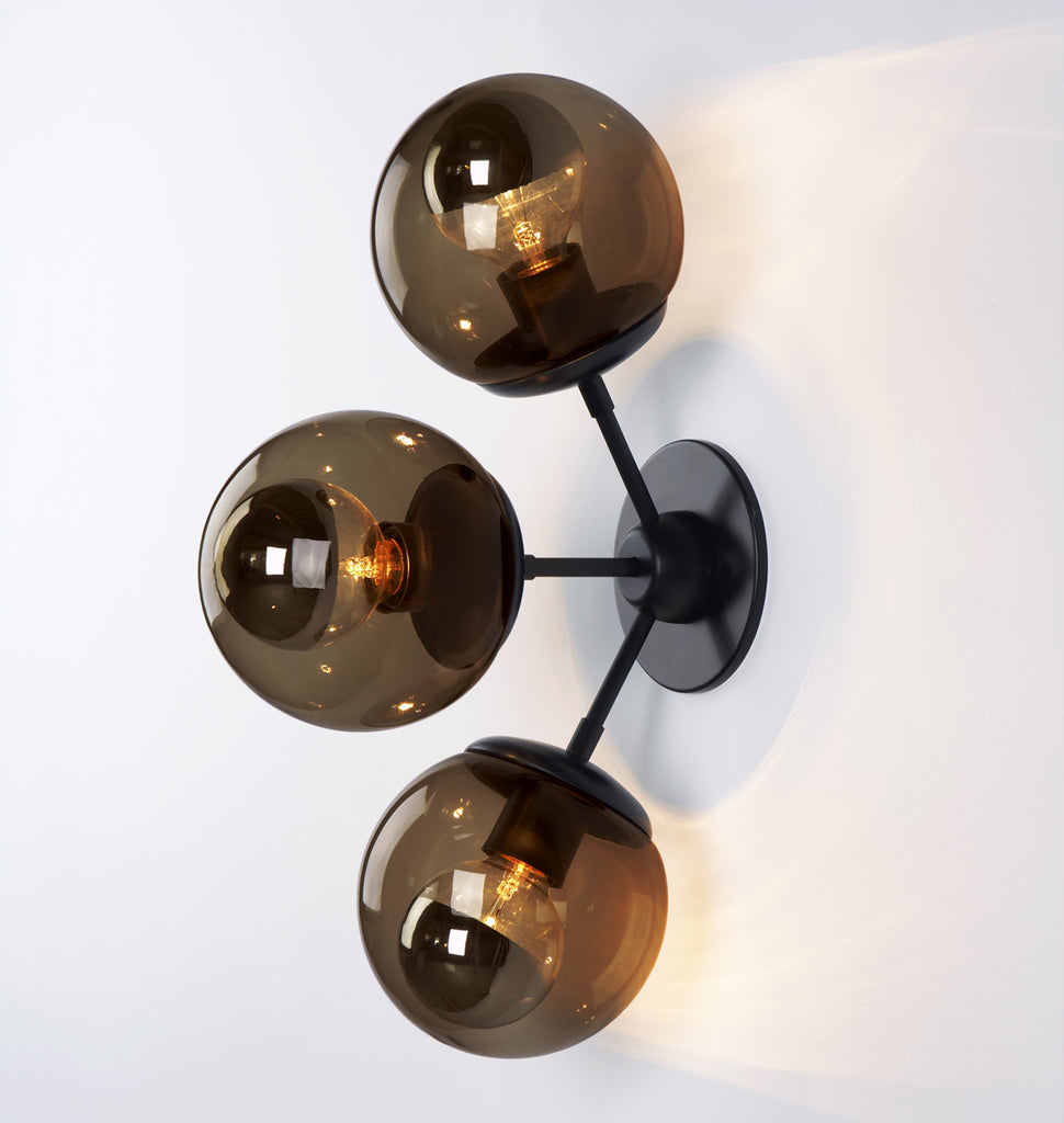 Sconce - 3 Globes (Black/Clear)
