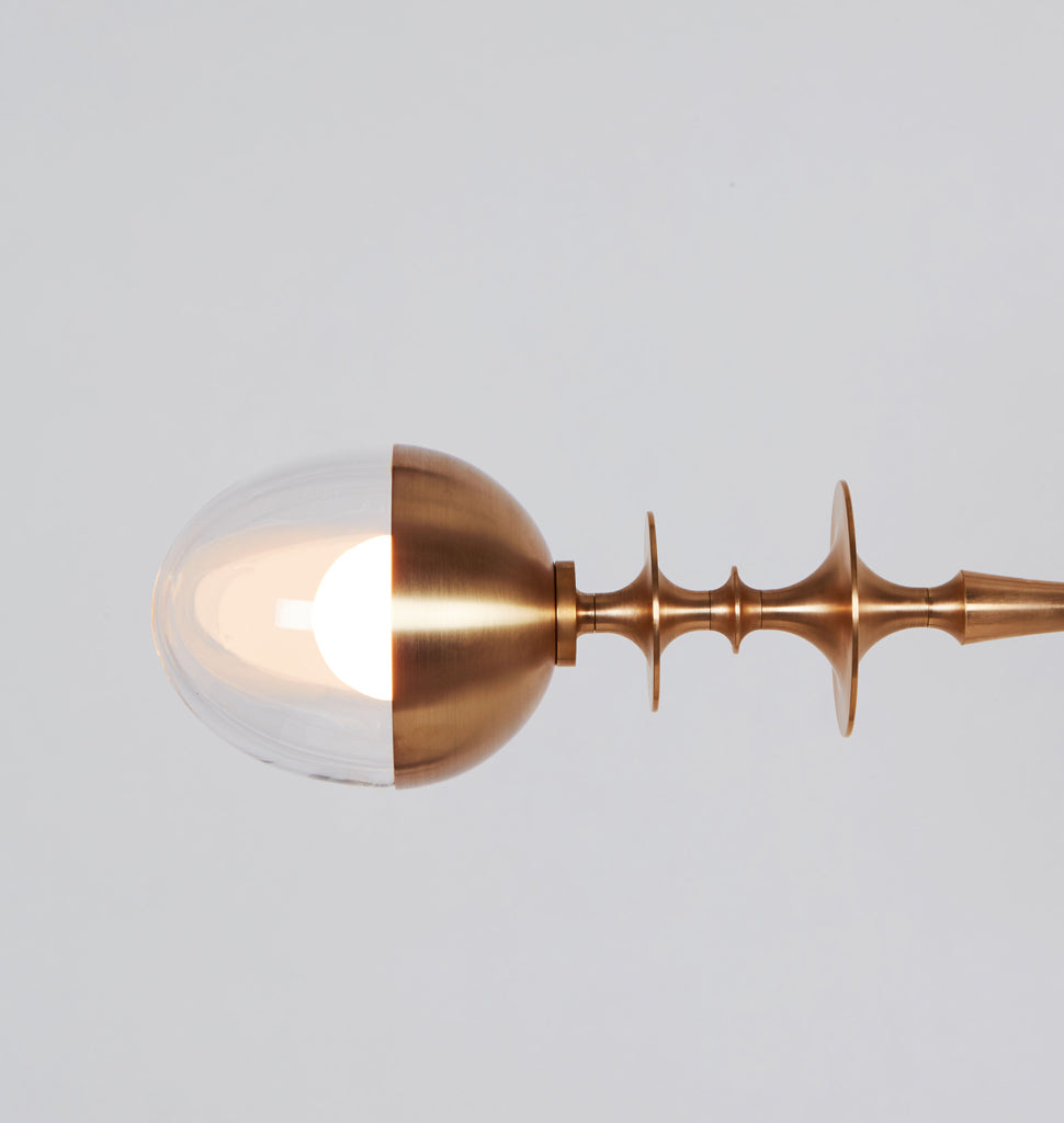 Two Arm Pendant (Unlacquered brass/Clear glass)