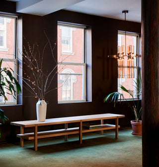 Chamber Bench   96 inch (White Oak) — Roll & Hill Showroom, New York City. Image by Louisa Fulkerson + Fyodor Shiryaev
