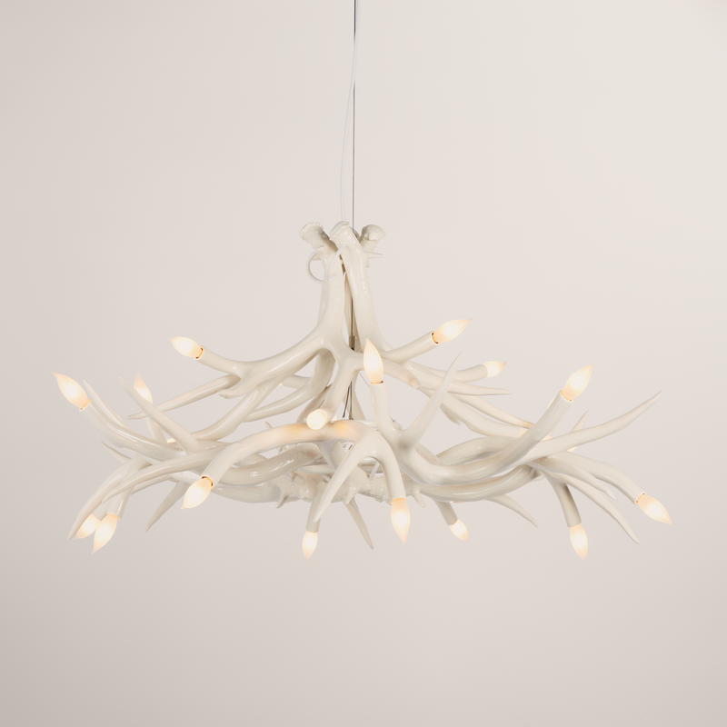 Chandelier - 12 Antlers (White)