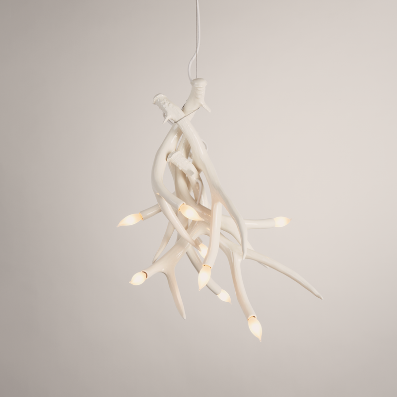 Chandelier - 4 Antlers (White)