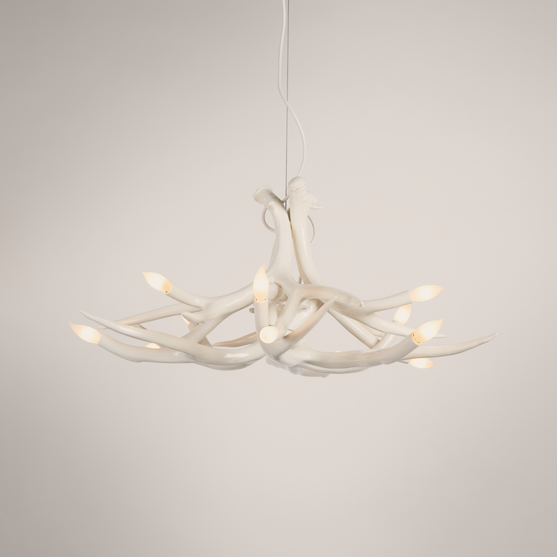 Chandelier - 6 Antlers (White) 