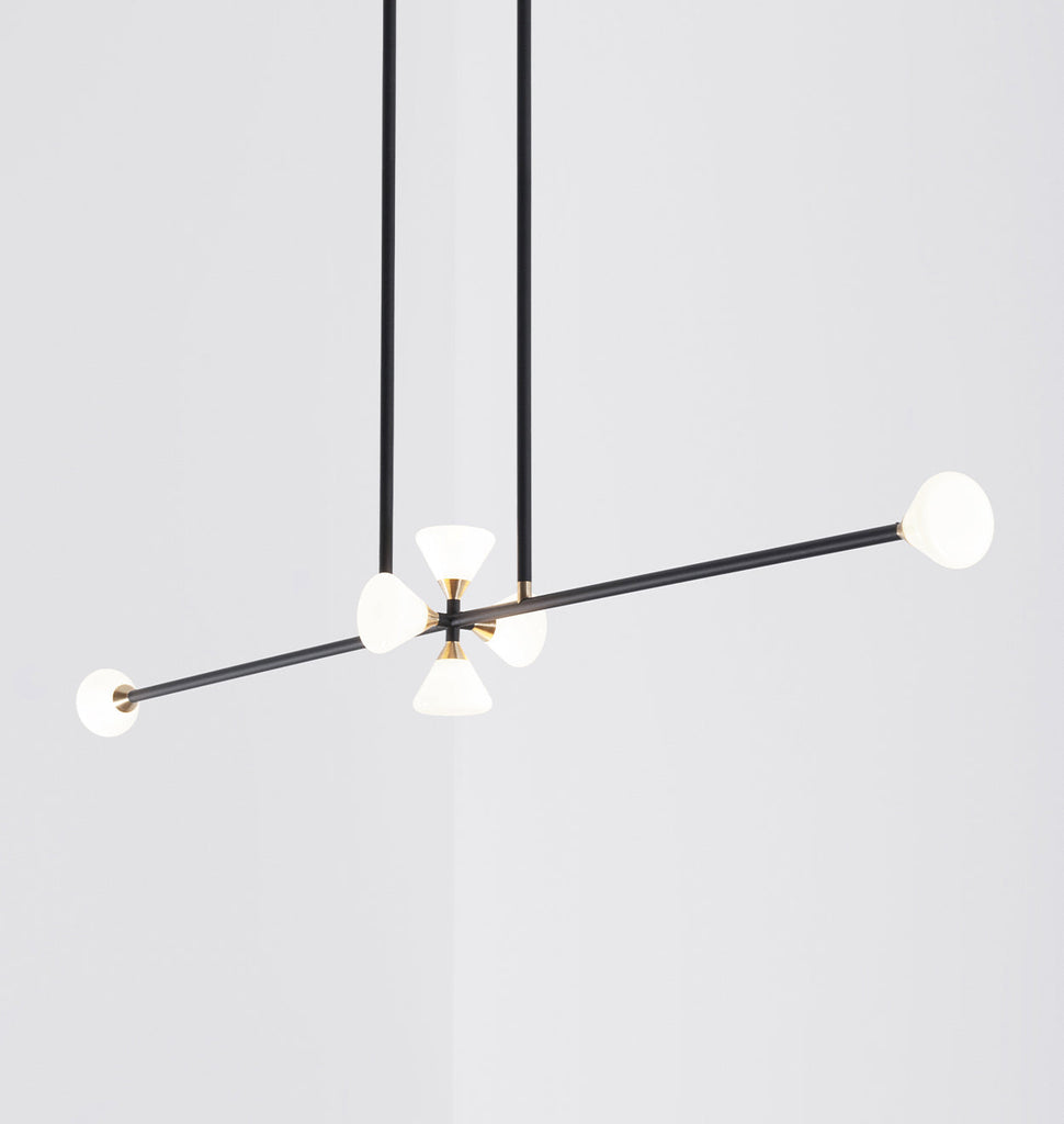 Chandelier - 6 Lights (Matte black/Brushed brass)