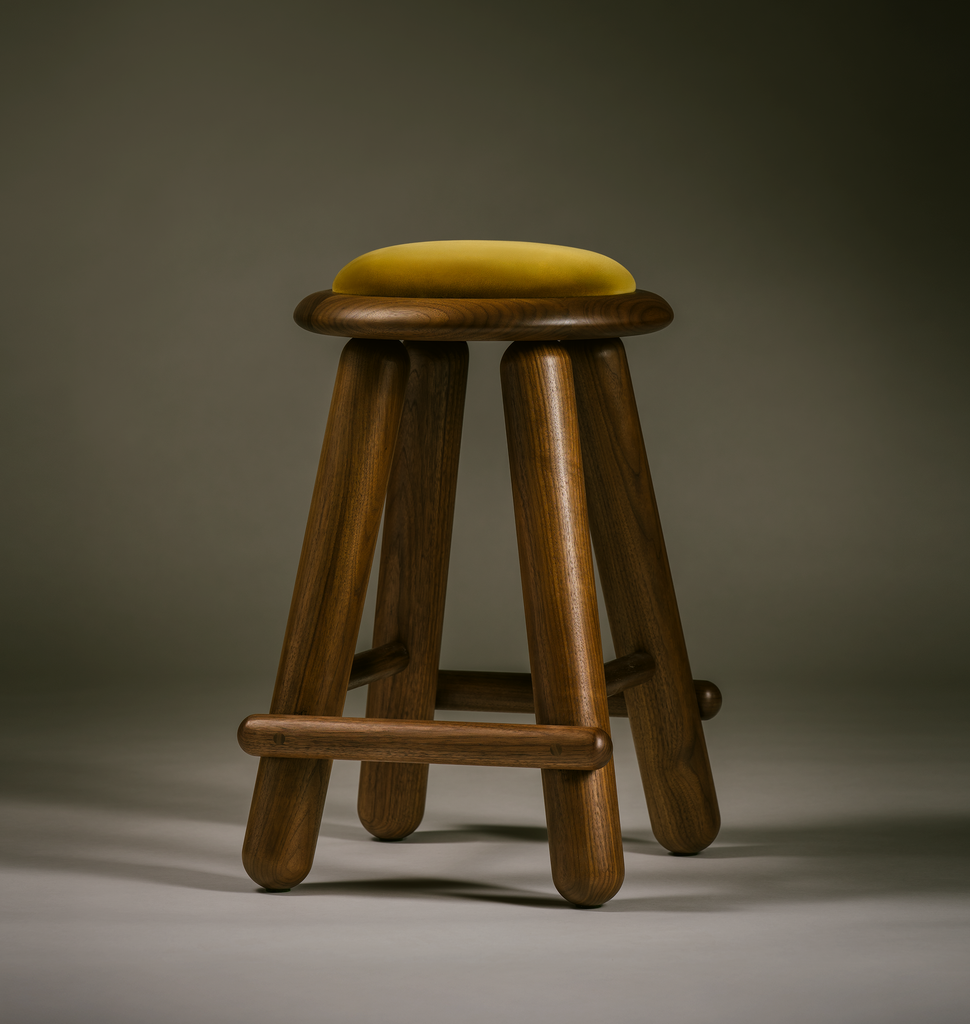 Checa Counter Stool - Velvet - Black Walnut