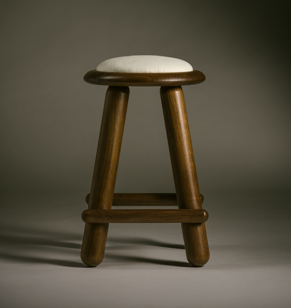 Checa Bar Stool - Linen - Black Walnut