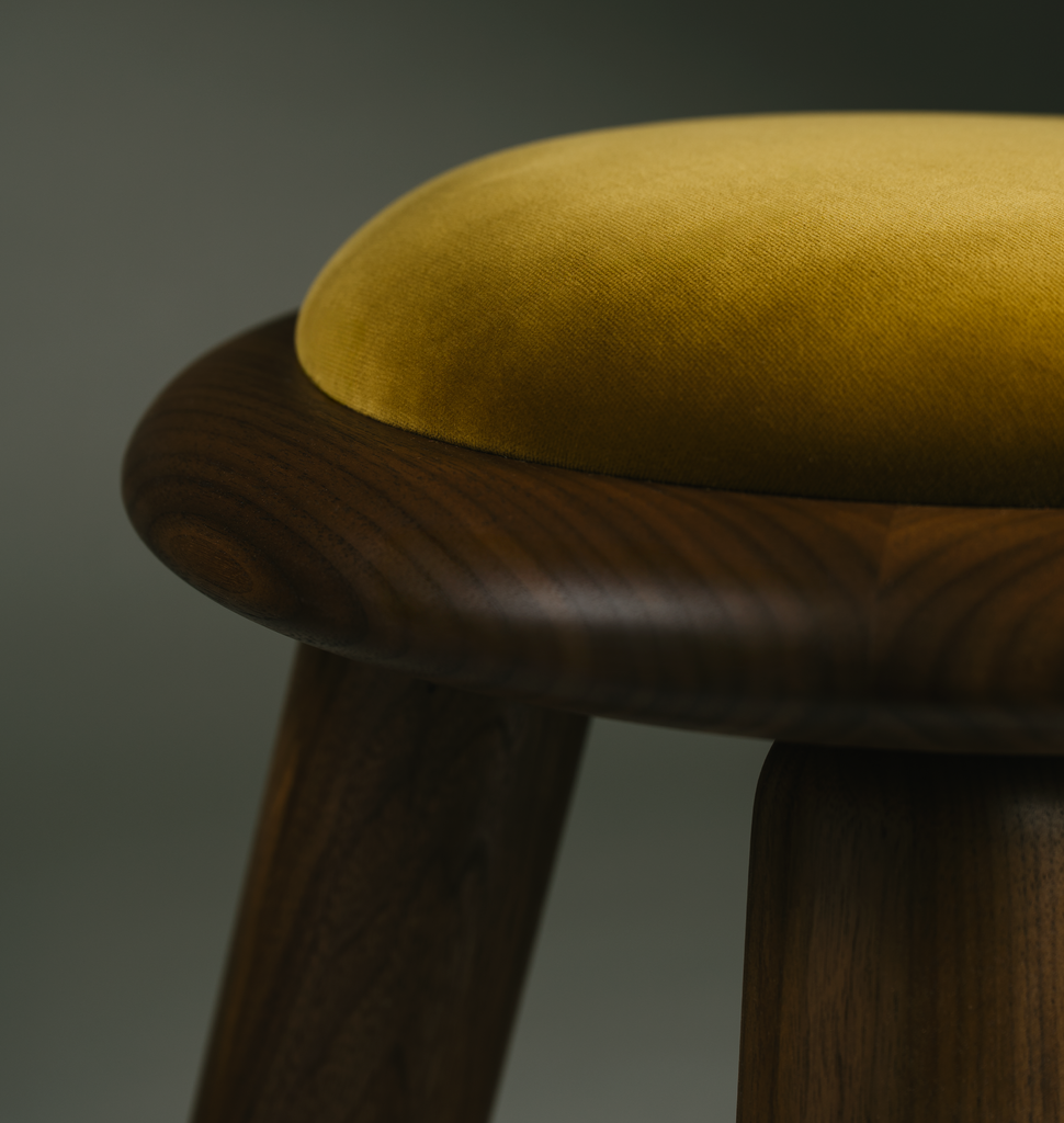 Checa Stool - Velvet - Black Walnut - Detail