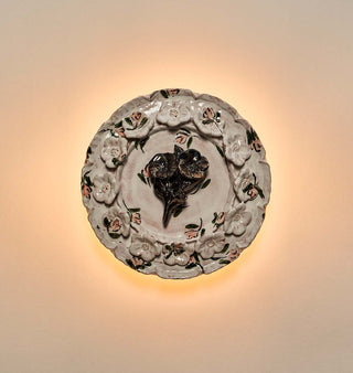 Pith Sconce   Floral I  Light On
