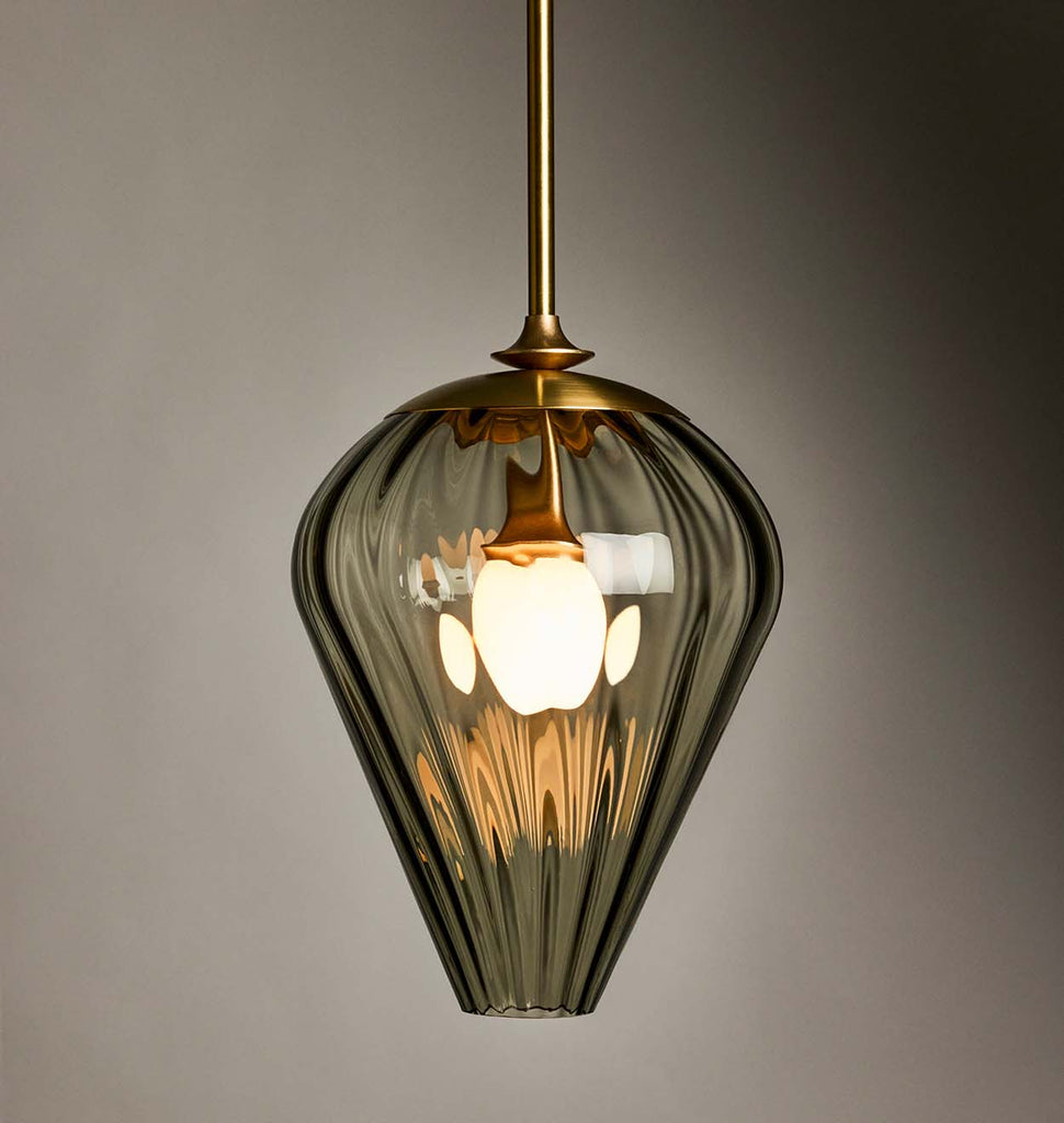 The Roll & Hill Pendant 01 - Tulip (Fume/Ripple - Brass)