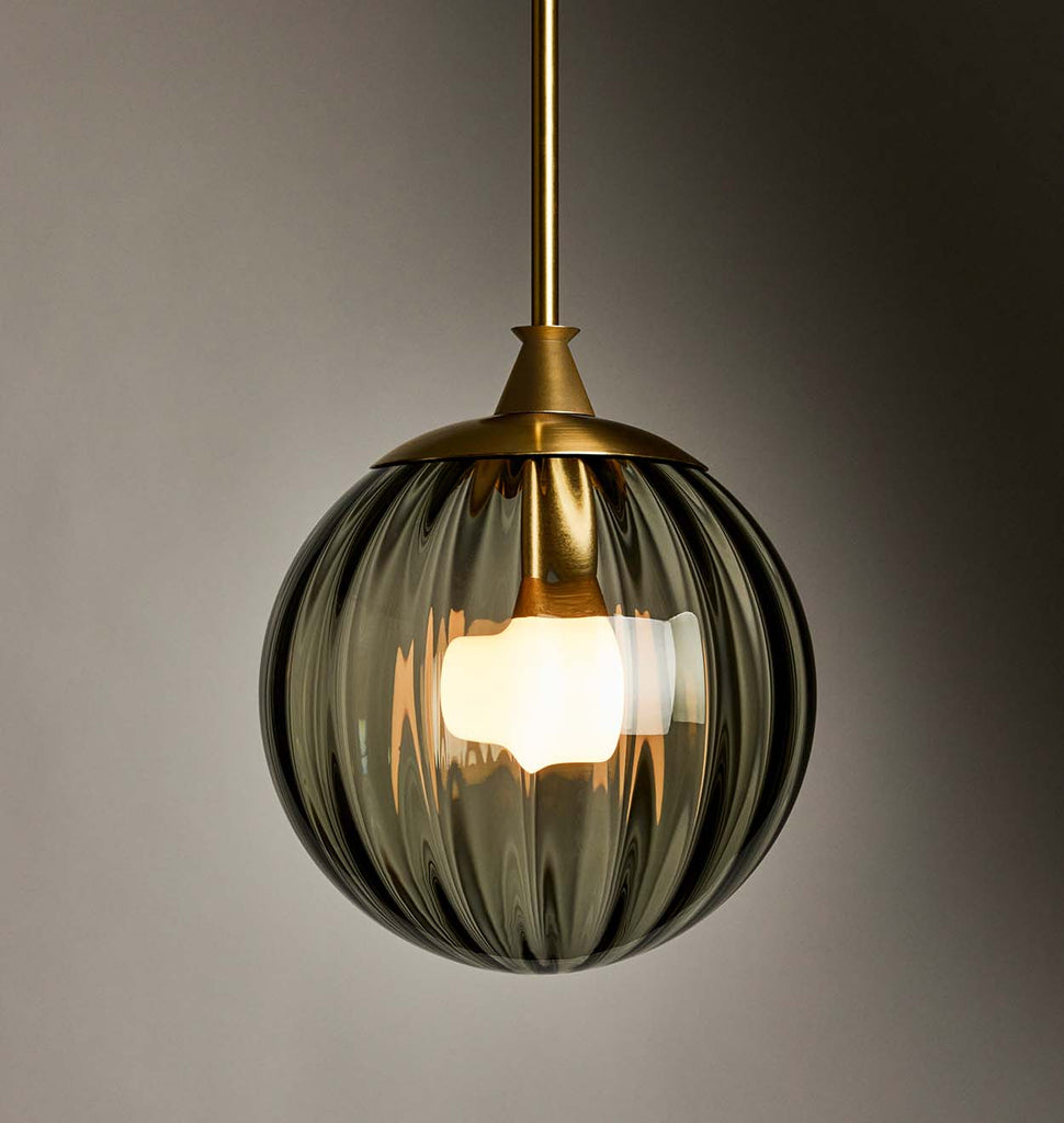 The Roll & Hill Pendant 02 - Globe (Fume/Ripple - Brass)