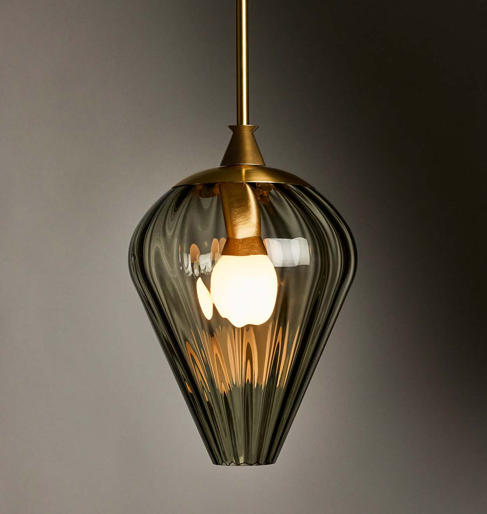 The Roll & Hill Pendant 02 - Tulip (Fume/Ripple - Brass)