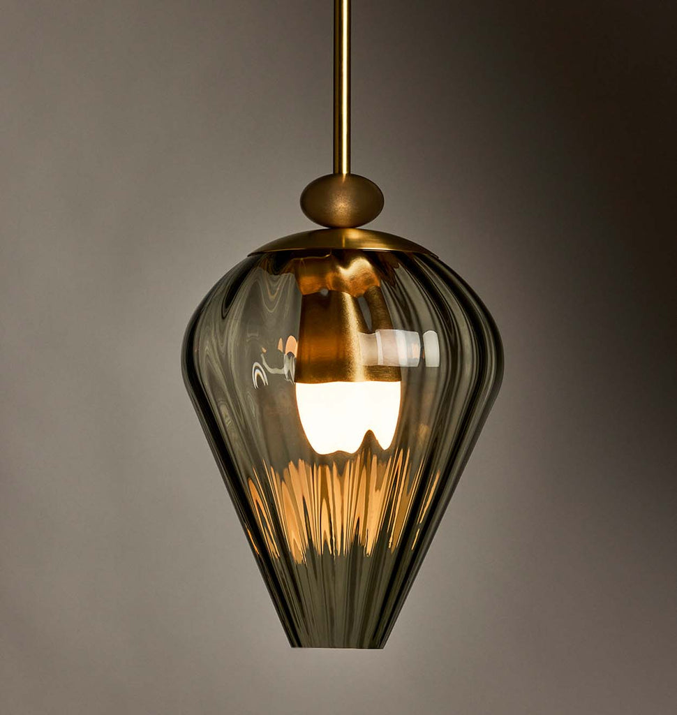 The Roll & Hill Pendant 03 - Tulip (Fume/Ripple - Brass)