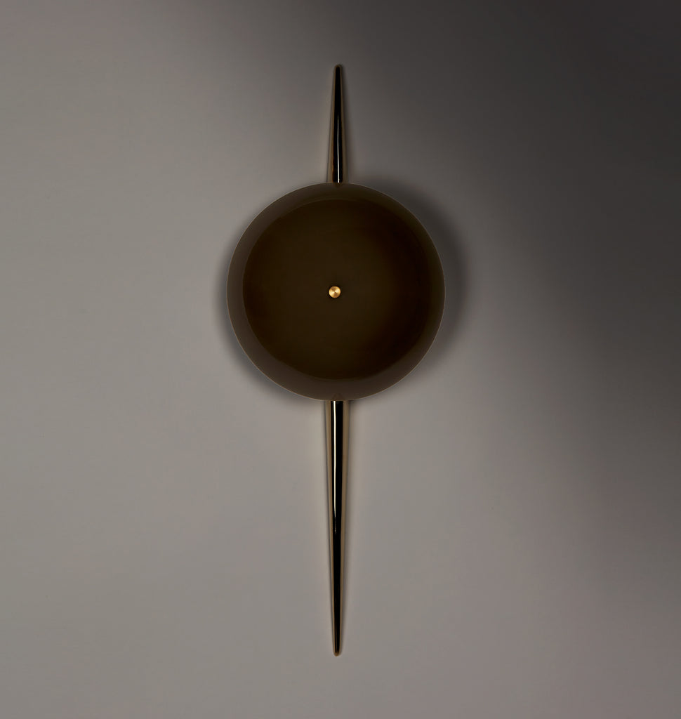 The Laddi Sconce- Round Shade (Polished Unlacquered Brass) (Light Off)