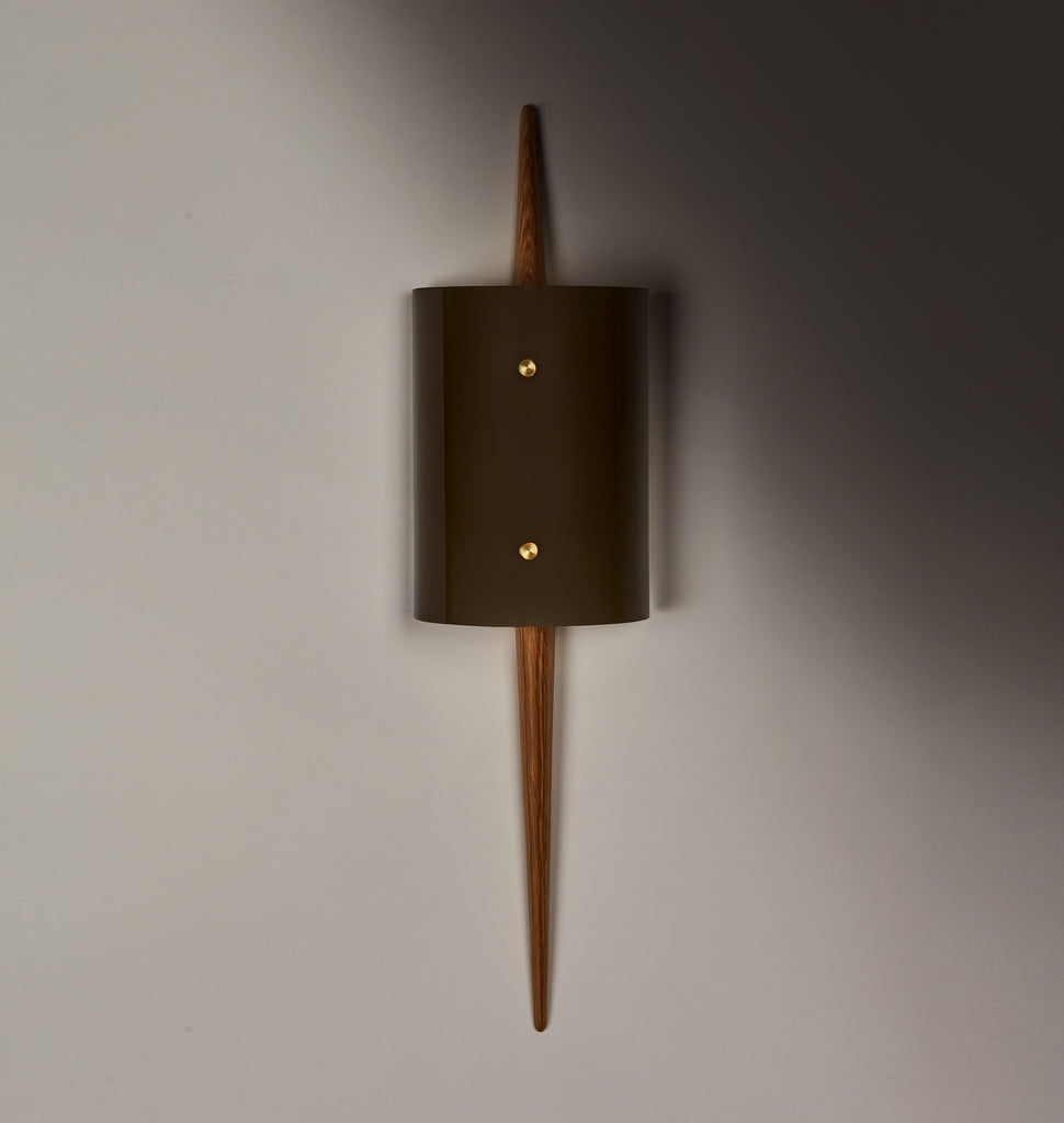 The Laddi Sconce- Cylinder Shade (White Oak) (Light Off)