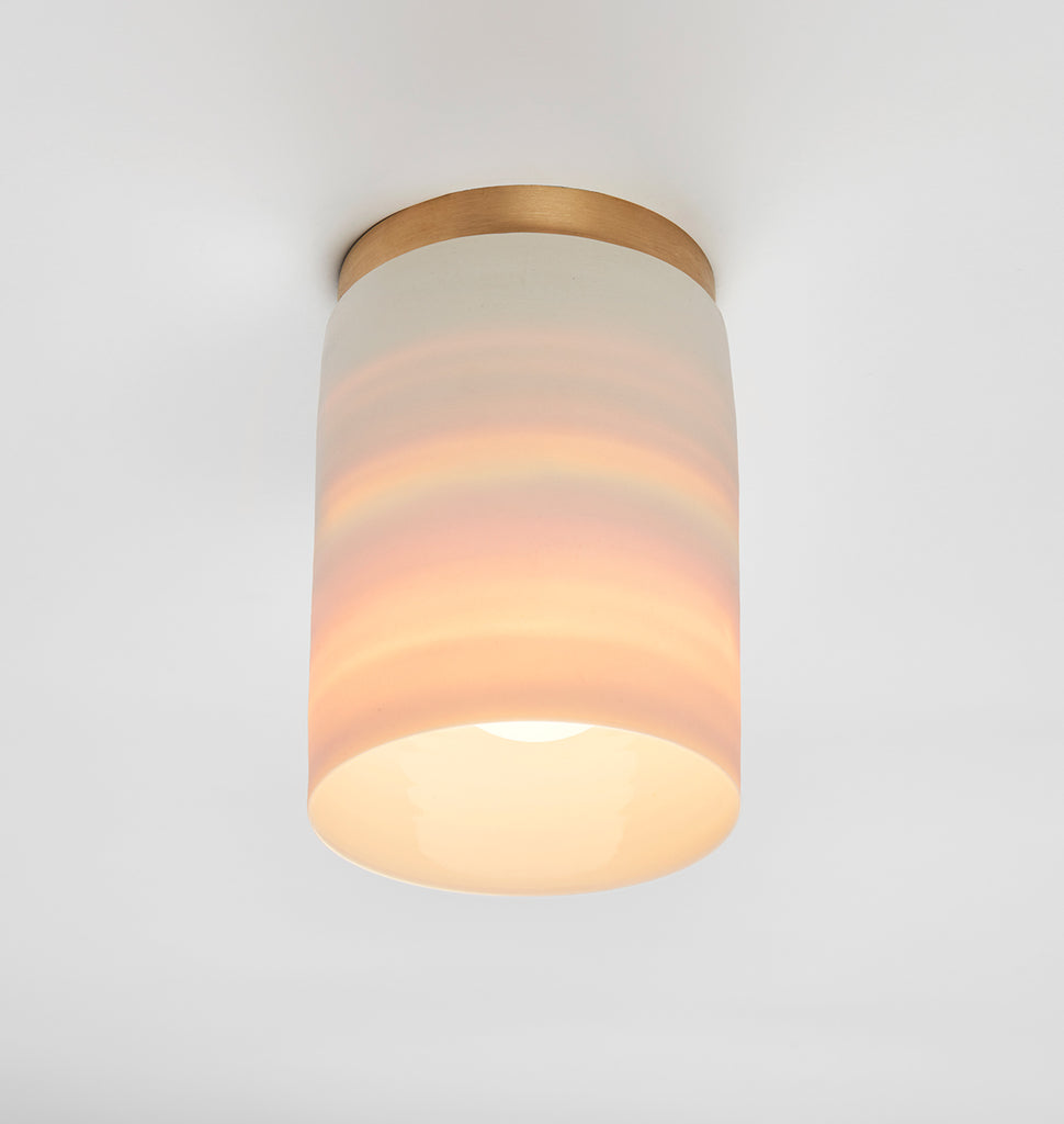 Surface Ceiling Mount - Hand Thrown Ceramic (Unlacquered Brushed Brass)