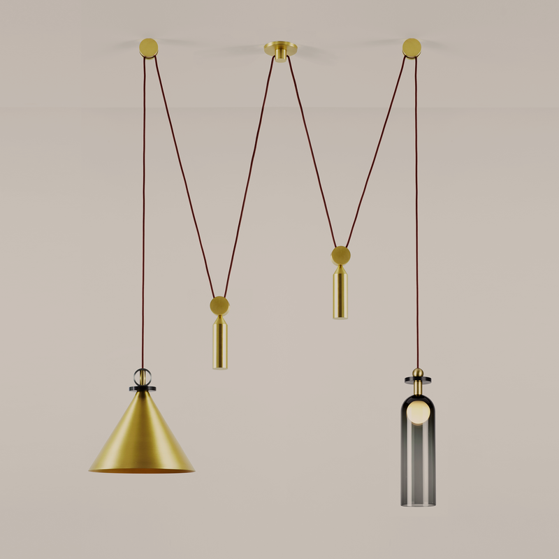 Shape Up Double Pendant (Brushed Brass - Currant)