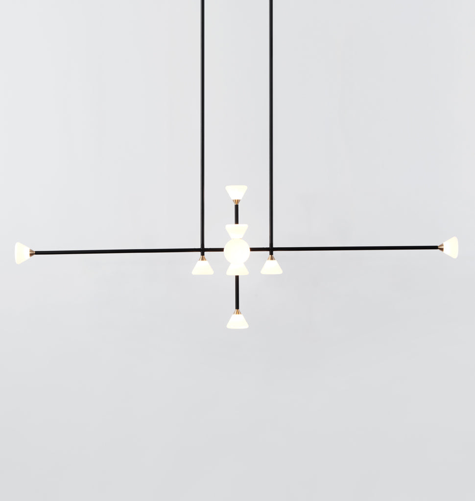 Chandelier - 12 Lights (Matte black/Brushed brass)