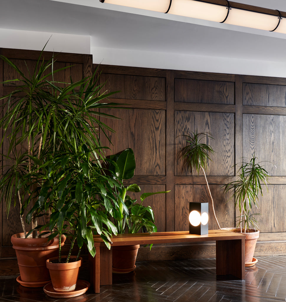 Grange Bench - 48 inch (Black Walnut) — Roll & Hill Showroom, New York City. Image by Louisa Fulkerson + Fyodor Shiryaev