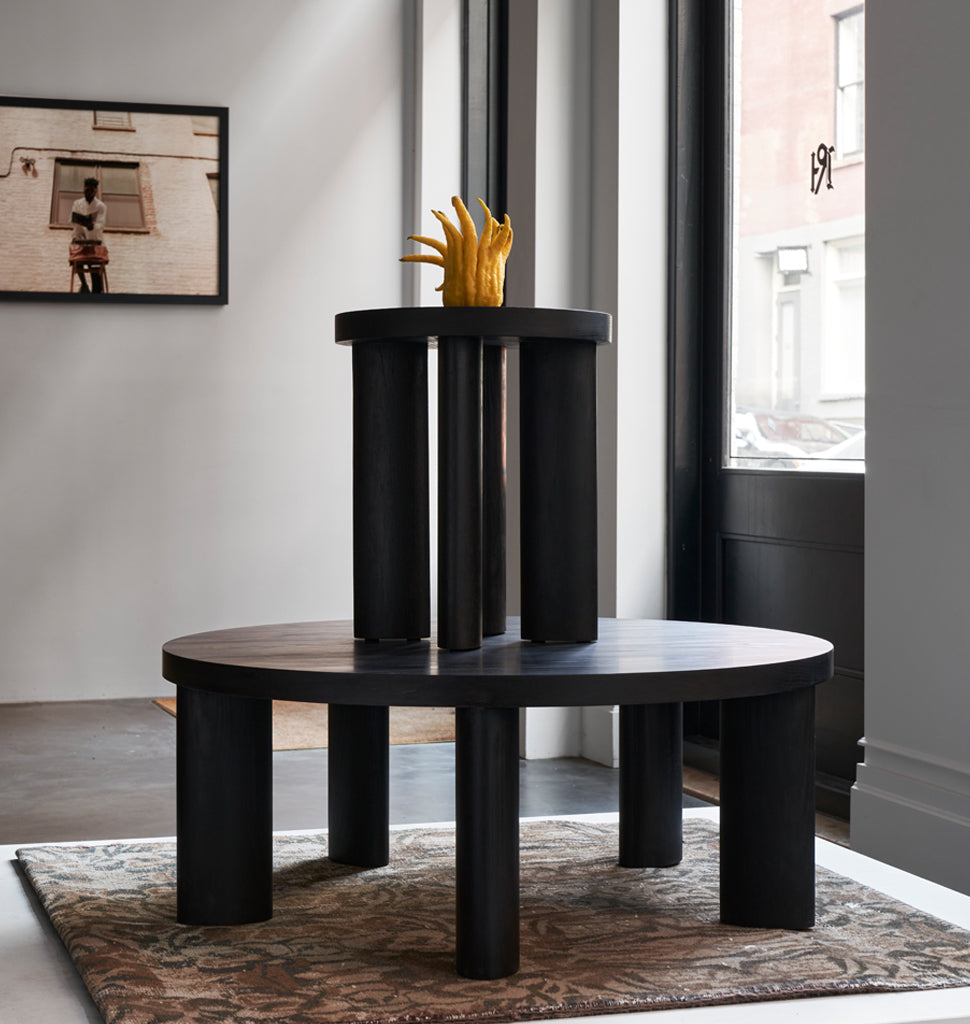 Orbit Stool (Ebonized Oak) — Roll & Hill Showroom, New York City. Image by Louisa Fulkerson + Fyodor Shiryaev
