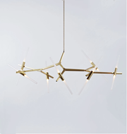 Chandelier - 14 Lights (Brushed brass/Straight-cut glass)
