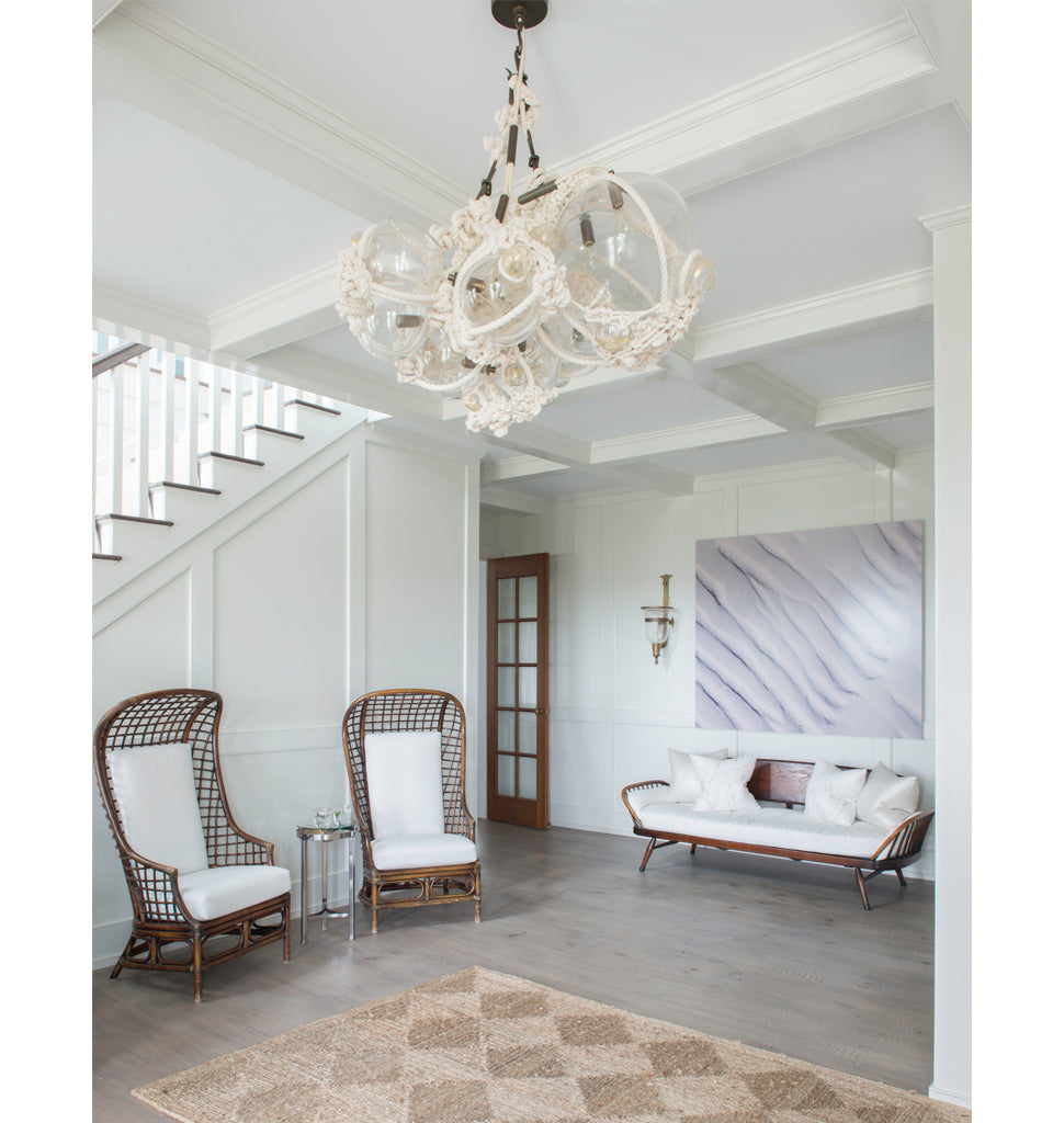 Chandelier - 1 Lg, 6 Sm Bubbles (Natural/Clear) — Westhampton, New York. Interior by Diana Byrne.  Image by Jane Beiles
