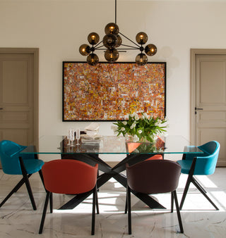 Chandelier   3 Sided, 10 Globes (Black/Smoke) — Cannes, France. Interior by Romain Federiconi. Image by Creativision
