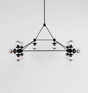 Chandelier - Rectangle, 14 Globes (Black/Clear)