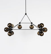 Chandelier - Rectangle, 14 Globes (Black/Smoke) 