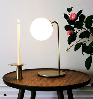 Desk Lamp (Brushed brass/Cream) — Roll & Hill Showroom, New York City. Image by Joseph De Leo
