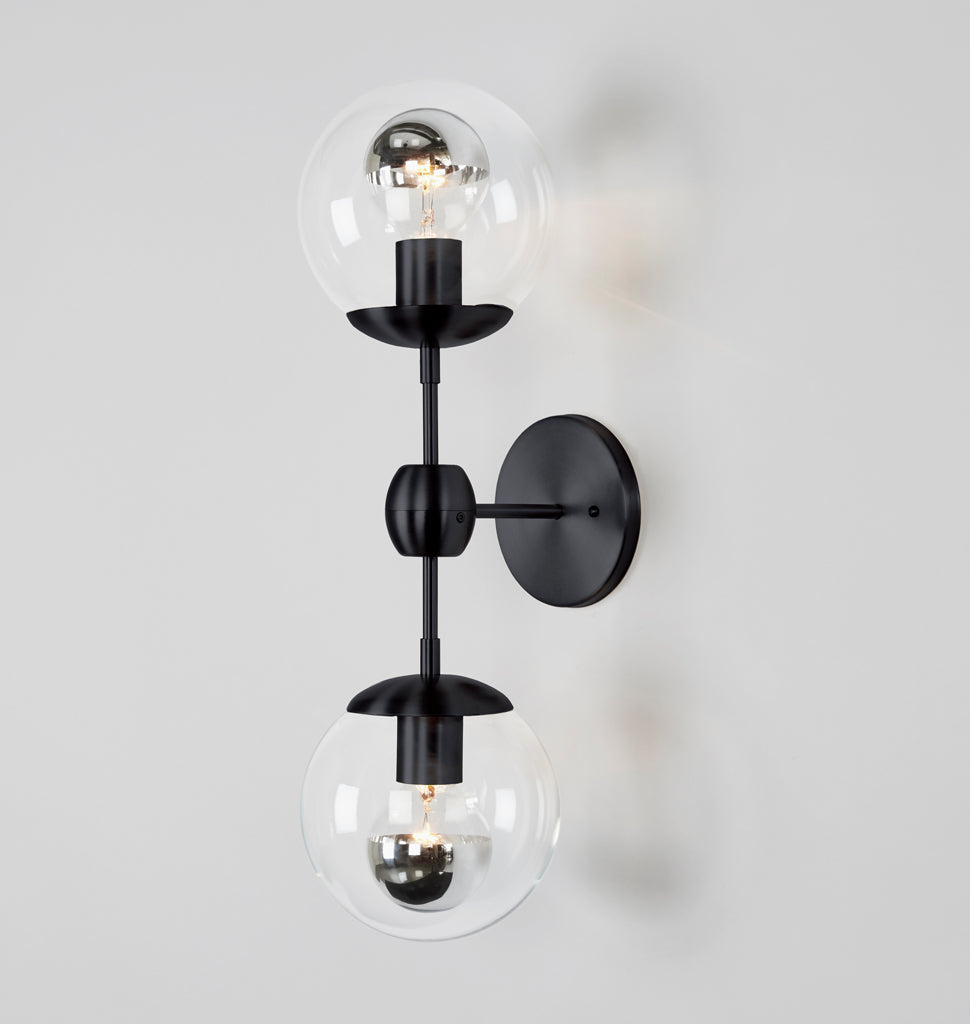 Sconce - 2 Globes (Black/Clear)