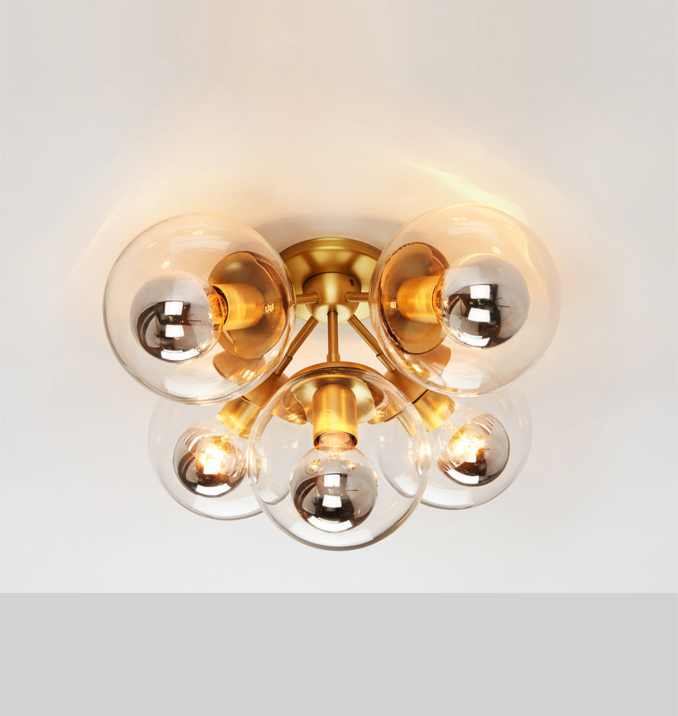 Ceiling Mount - 5 Globes (Brushed brass/Clear)
