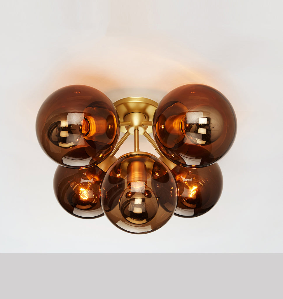 Ceiling Mount - 5 Globes (Brushed brass/Smoke)