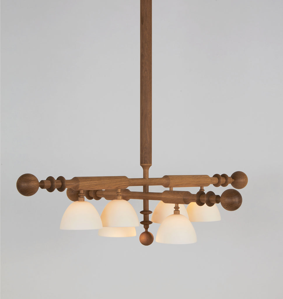 Four Arm Pendant (White oak/White bone china)