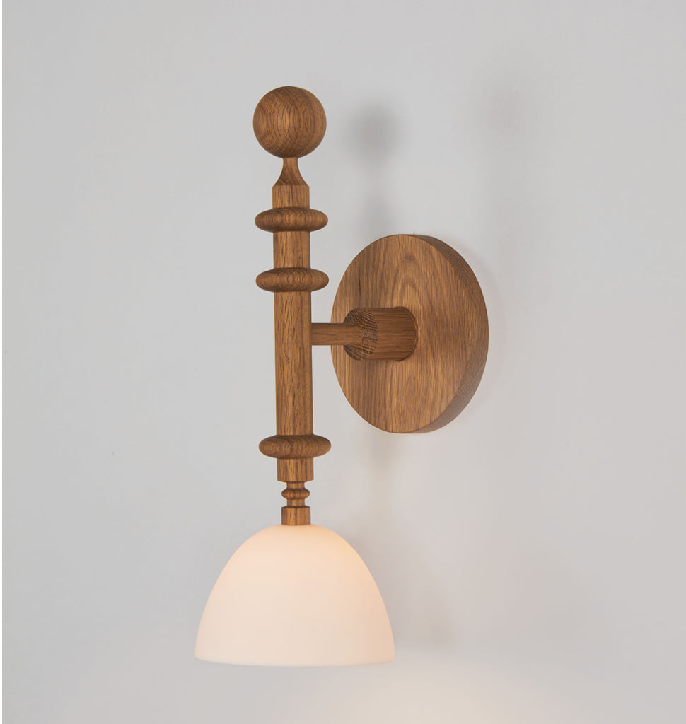 Single Arm Sconce (White oak/White bone china)
