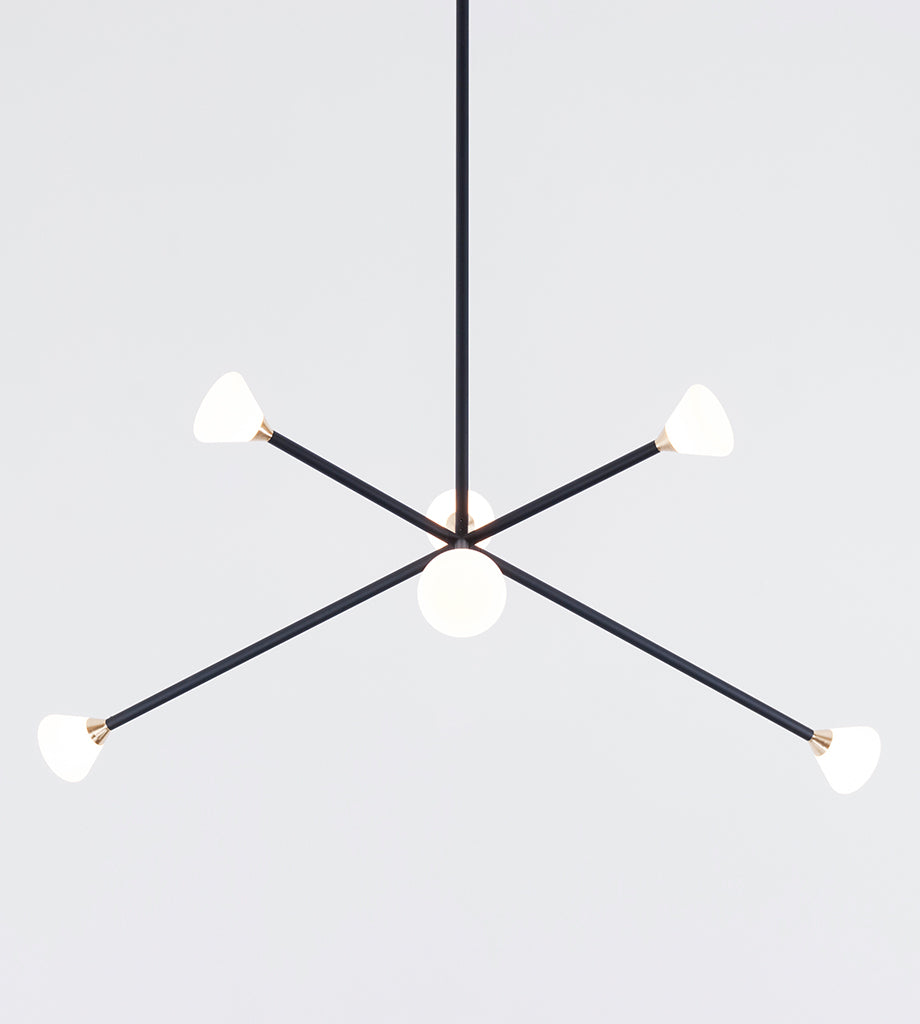Chandelier - 6 Lights (Matte black/Brushed brass)