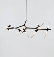 Chandelier - 14 Lights (Black/Straight-cut glass)
