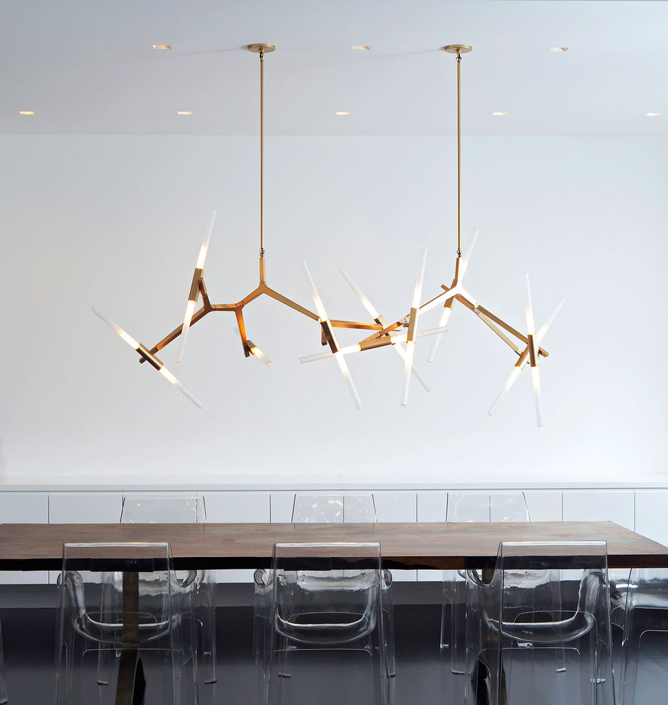 Chandelier - 10 Lights (Brushed brass/Straight-cut glass) (2) — Park Avenue, New York