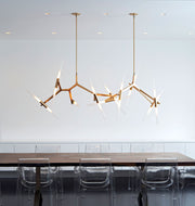 Chandelier - 10 Lights (Brushed brass/Straight-cut glass) (2) — Park Avenue, New York
