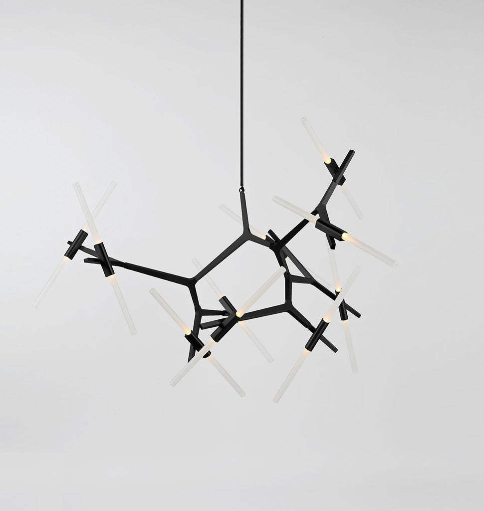 Chandelier - 20 Lights (Black/Straight-cut glass)