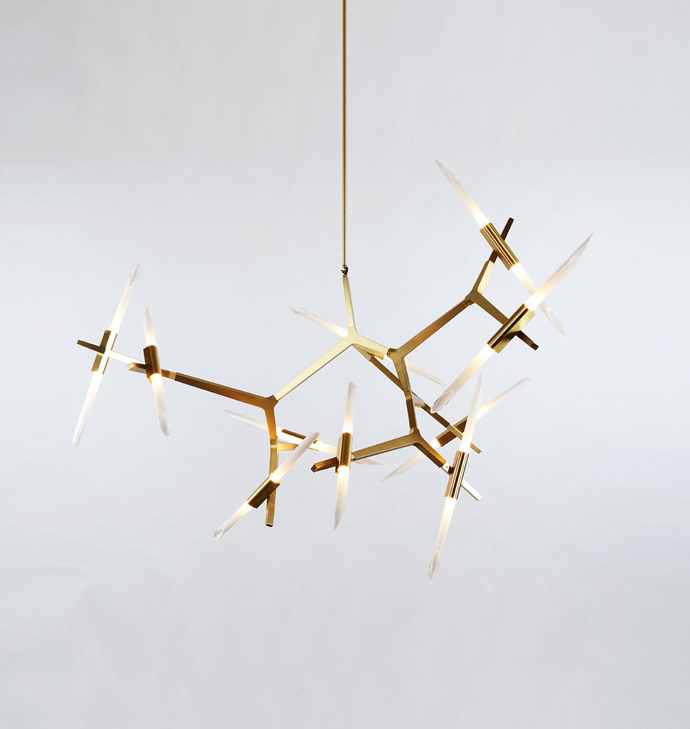 Chandelier - 20 Lights (Brushed brass/Angle-cut glass)
