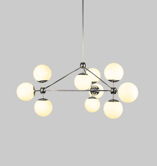 Chandelier   3 Sided, 10 Globes (Polished nickel/Cream)
