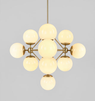 Chandelier   Diamond, 13 Globes (Brushed brass/Cream)

