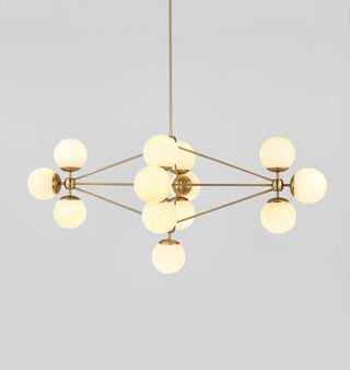 Chandelier   Diamond, 13 Globes (Brushed brass/Cream)
