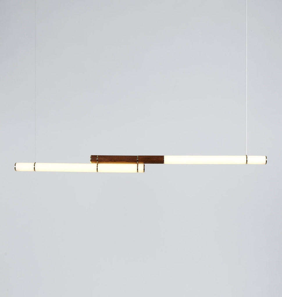 Double Pendant - 89 inches (Polished brass/Stained oak)
