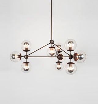 Chandelier   3 Sided, 10 Globes (Bronze/Clear)
