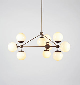 Chandelier   3 Sided, 10 Globes (Bronze/Cream)
