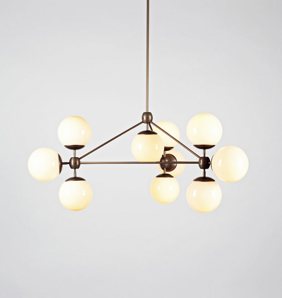 Chandelier - 3 Sided, 10 Globes (Bronze/Cream)