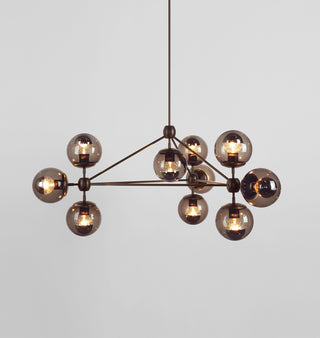 Chandelier   3 Sided, 10 Globes (Bronze/Smoke)
