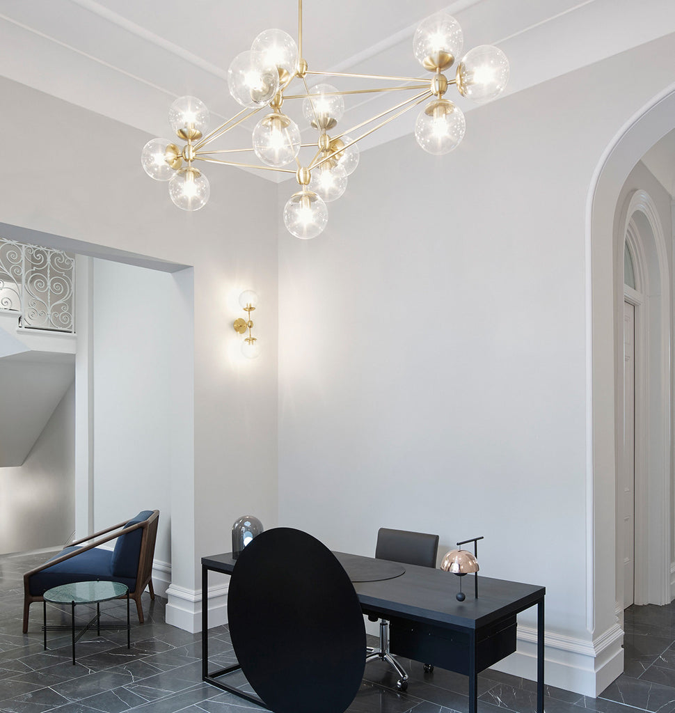 Chandelier - Diamond, 13 Globes (Brushed brass/Clear) — Sloane Street, London